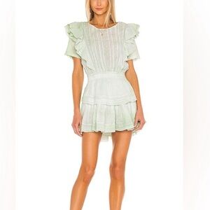 LoveShack Fancy Green Natasha Heritage Mini Dress (worn one time), size M